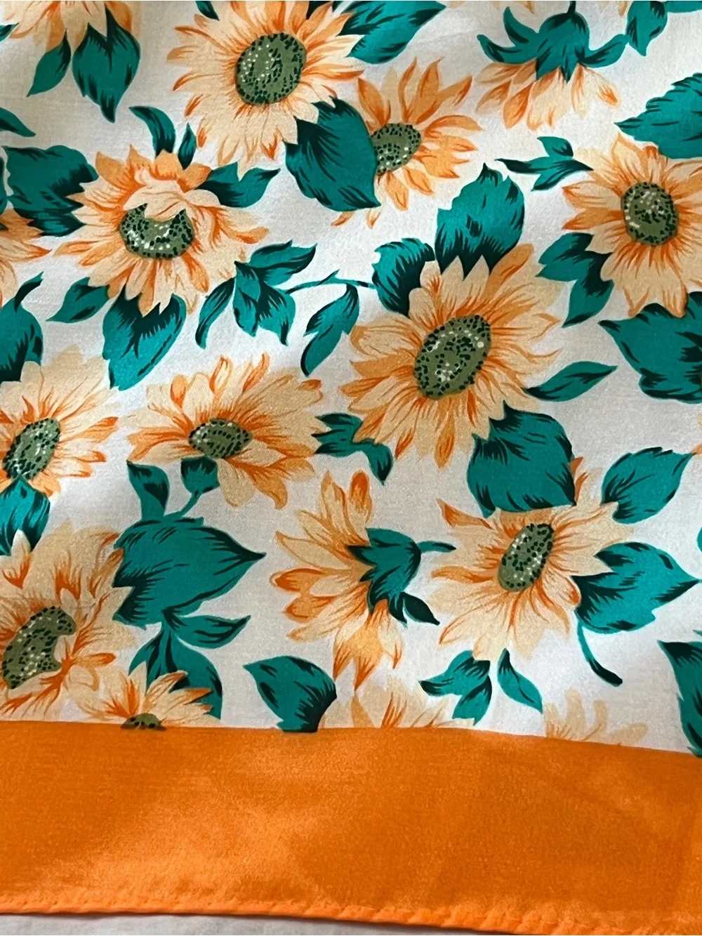 Vintage Axiom Sunflower Print Silk Scarf made in Japan